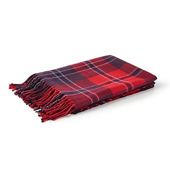 Glitzhome Plaid Throw Blanket with Tassels for Bed Couch Sofa Reversible Tartan Throw