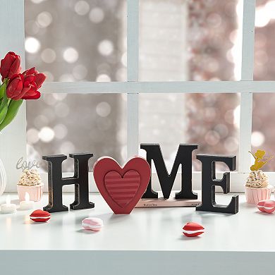 Glitzhome 13 Pieces Interchangeable HOME Tabletop Sign, Wooden Table Decor with Seasonal Icons