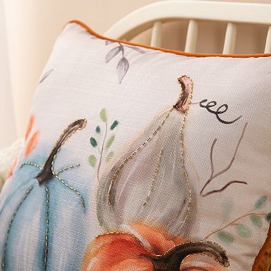 Glitzhome Faux Burlap Pumpkin Pillow Cover, Decorative Pillow for Fall Harvest