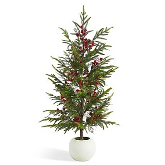Glitzhome 37.5"H Christmas Porch Tree, Greenery PE Dripping Pine Porch Decor