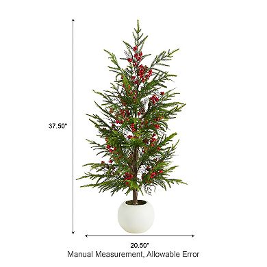 Glitzhome 37.5"H Christmas Porch Tree, Greenery PE Dripping Pine Porch Decor