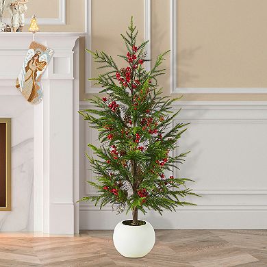 Glitzhome 37.5"H Christmas Porch Tree, Greenery PE Dripping Pine Porch Decor