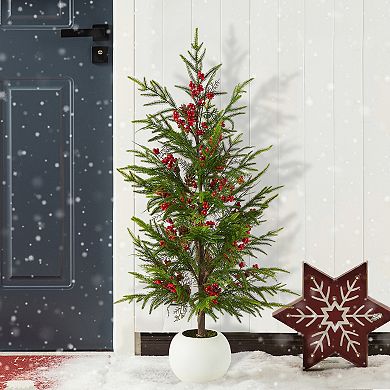 Glitzhome 37.5"H Christmas Porch Tree, Greenery PE Dripping Pine Porch Decor