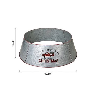 Glitzhome 40.5" D Christmas Black Hammered Metal Tree Collar, Decorative Tree Stand Cover Tree Ring