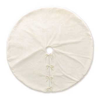 Glitzhome 60”D Oversized White Christmas Tree Skirt for Home Party Holiday Decorations