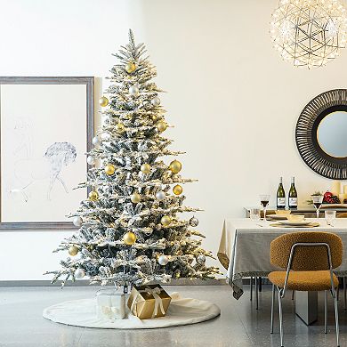 Glitzhome 60”D Oversized White Christmas Tree Skirt for Home Party Holiday Decorations