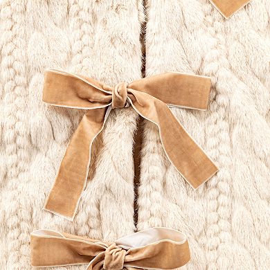 Glitzhome 60"D Reversible Milk Coffee Christmas Tree Skirt, Faux Marten Fur/Korean Fleece Tree Mat