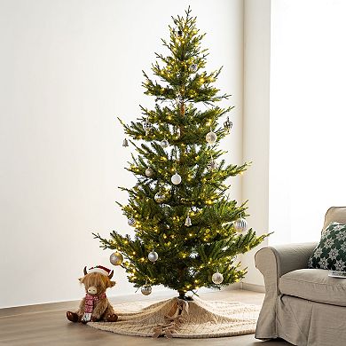 Glitzhome 60"D Reversible Milk Coffee Christmas Tree Skirt, Faux Marten Fur/Korean Fleece Tree Mat