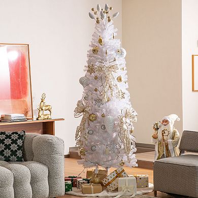 Glitzhome Set of 4 Silver & Gold Pinecone Picks, 24" H Tree Ornaments Set for Christmas Holiday