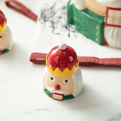 Glitzhome 3 Piece Dolomite Cookie Jar Set, Christmas Nutcracker Table Decor