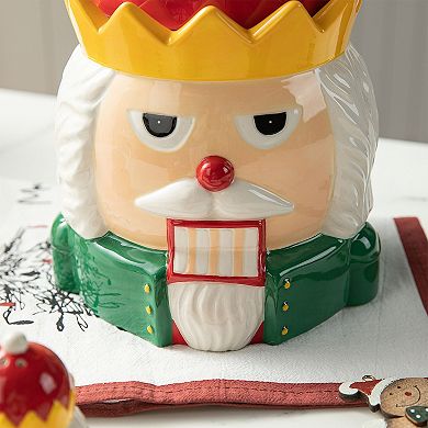 Glitzhome 3 Piece Dolomite Cookie Jar Set, Christmas Nutcracker Table Decor