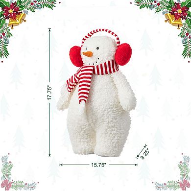 Glitzhome 17.75"H Christmas Fabric Snowman Decor, Snowman Standing Decor for Xmas