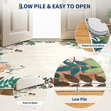 Garvee Machine Washable Botanical Print Non Slip Area Rug for Kids Room Nursery & Bohemian Bedrooms