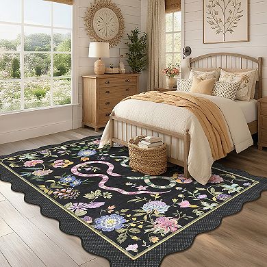 Garvee Washable Pastoral Area Rug Non Slip Low Pile Rug for Farmhouse Bedroom Kitchen Living Room