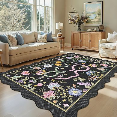 Garvee Washable Pastoral Area Rug Non Slip Low Pile Rug for Farmhouse Bedroom Kitchen Living Room