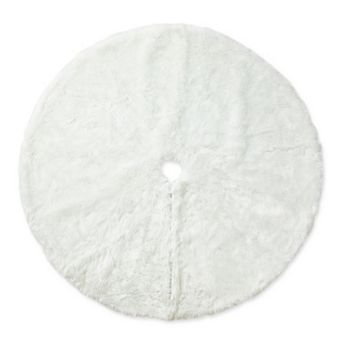 Glitzhome 48" D Plush Christmas Tree Skirt, Tree Skirts Thick White Tree Cover Tree Mat