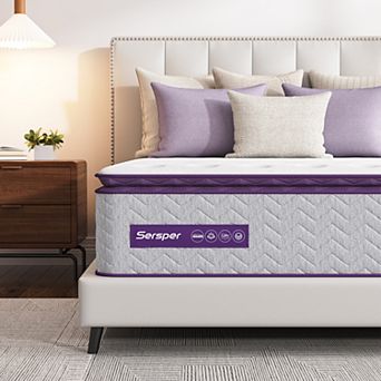 Sersper 14'' Memory Foam Hybrid Mattress Pillow Top Pocket Spring Mattress In A Box