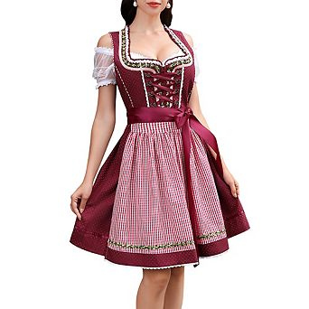 Women's Oktoberfest Costume Dress Dirndl Dresses Women German Beer Costumes Outfit for Carnival