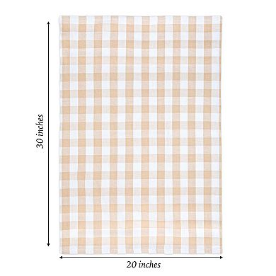 Sloppy Chef Buffalo Plaid Kitchen Towel 20x30 Beige (6/Pack)