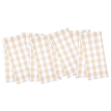 Sloppy Chef Buffalo Plaid Kitchen Towel 20x30 Beige (6/Pack)