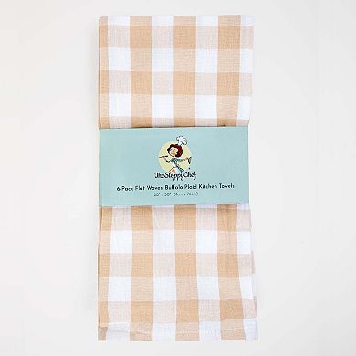 Sloppy Chef Buffalo Plaid Kitchen Towel 20x30 Beige (6/Pack)