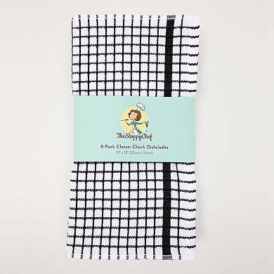Sloppy Chef Classic Checkered Dishcloth 13x13 Blue (8/Pack)