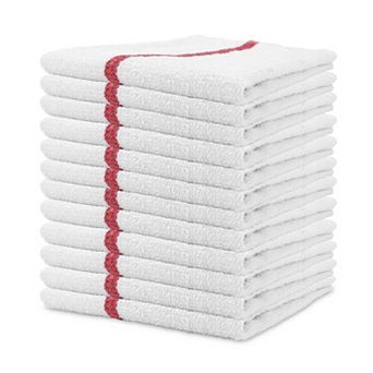 Qwick Wick Bar Mop Towel 16x19 30oz Red Strp (12/Pack)