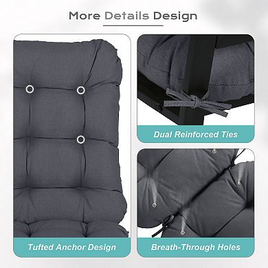 Aoodor Tufted Adirondack Chair Cushion with Ties, Water and Fade Resistant, Set of 2