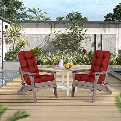 Aoodor Tufted Adirondack Chair Cushion with Ties, Water and Fade Resistant, Set of 2