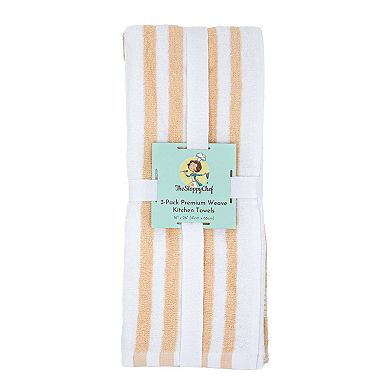 Sloppy Chef Yarn Dyed Kitchen Towel 16x26 Striped Tan (6/Pack)
