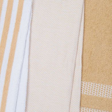 Sloppy Chef Yarn Dyed Kitchen Towel 16x26 Striped Tan (6/Pack)