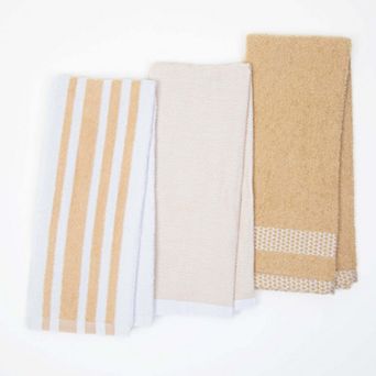 Sloppy Chef Yarn Dyed Kitchen Towel 16x26 Striped Tan (6/Pack)