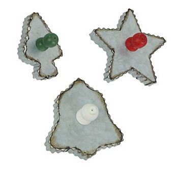 Set Of 3 Oversized Galvanized Zinc Finish Christmas Cookie Cutter Wall Hangings