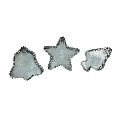 Set Of 3 Oversized Galvanized Zinc Finish Christmas Cookie Cutter Wall Hangings