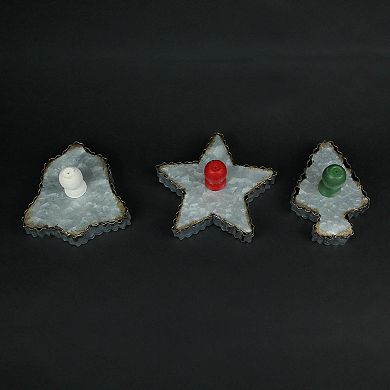 Set Of 3 Oversized Galvanized Zinc Finish Christmas Cookie Cutter Wall Hangings
