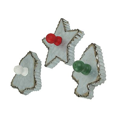 Set Of 3 Oversized Galvanized Zinc Finish Christmas Cookie Cutter Wall Hangings