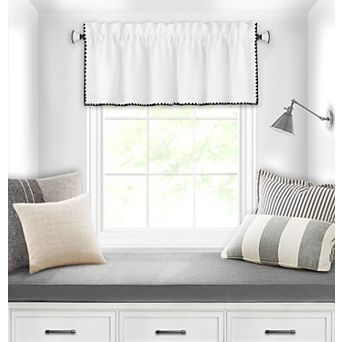 Kate Aurora Coastal Hamptons Living Textured Rod Pocket Window Valance
