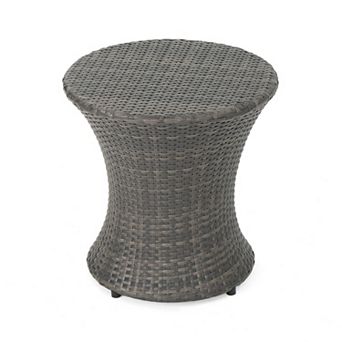 Loco Outdoor Side Table, Hourglass Shape, Round, Rattan