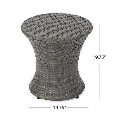 Loco Outdoor Side Table, Hourglass Shape, Round, Rattan