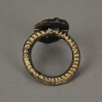 Set Of 6 Antique Gold Cast Iron Tropical Leaf Napkin Rings Dining Decor