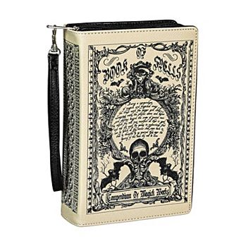 Cream Vinyl Magick Spell Compendium Book Handbag Novelty Crossbody Bag