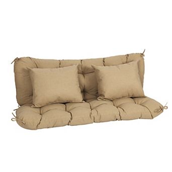 Aoodor 59" Tufted Porch Swing Cushions with Backrest and 2 Pillows, Water and Fade Resistant