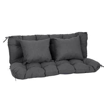 Aoodor 59" Tufted Porch Swing Cushions with Backrest and 2 Pillows, Water and Fade Resistant