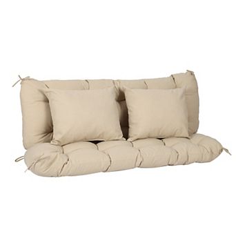 Aoodor 59" Tufted Porch Swing Cushions with Backrest and 2 Pillows, Water and Fade Resistant