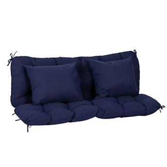 Aoodor 59" Tufted Porch Swing Cushions with Backrest and 2 Pillows, Water and Fade Resistant