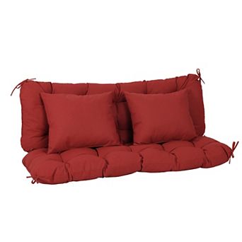 Aoodor 59" Tufted Porch Swing Cushions with Backrest and 2 Pillows, Water and Fade Resistant