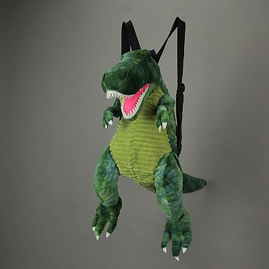 Cool Furry Plush Green Dinosaur Mini Backpack T-rex Stuffed Animal Shoulder Bag