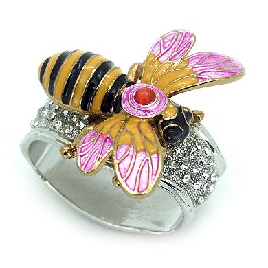 Set Of 4 Rhinestone Encrusted Metal Bumblebee Napkin Rings