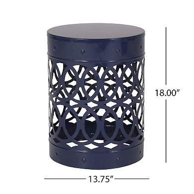 Kemo Outdoor End Table, Cutout Design, Round