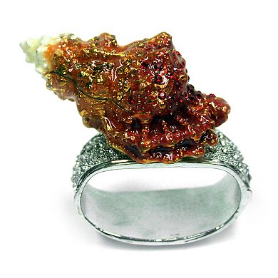 Set Of 4 Rhinestone Encrusted Metal Conch Shell Napkin Rings